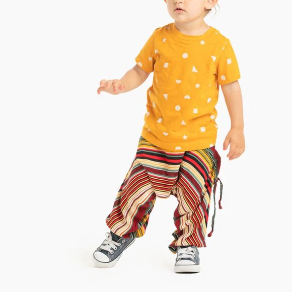 Kids Stripe Harem Pant Unisex Cotton Gypsy Travel Boho Loungewear Yoga Pants Red - Picture 1 of 1